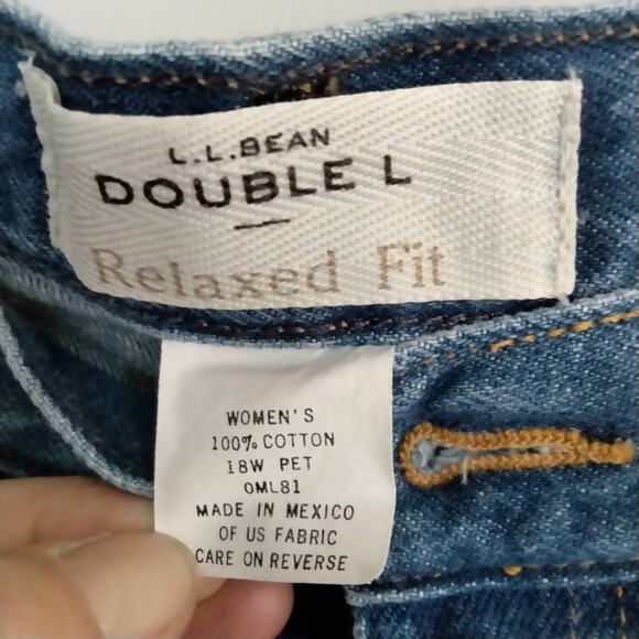 Vintage LL Bean Sz 18W 'Double L' Relaxed Fit Mom Jeans High Rise Rigid Denim - Picture 2 of 6